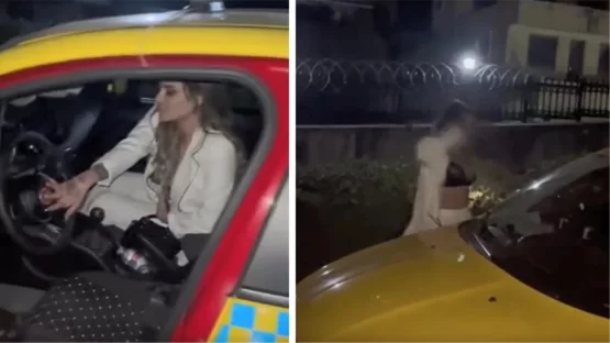 Taksi şoförü ve polise saldıran bayan tutuklandı: Atak anı kamerada