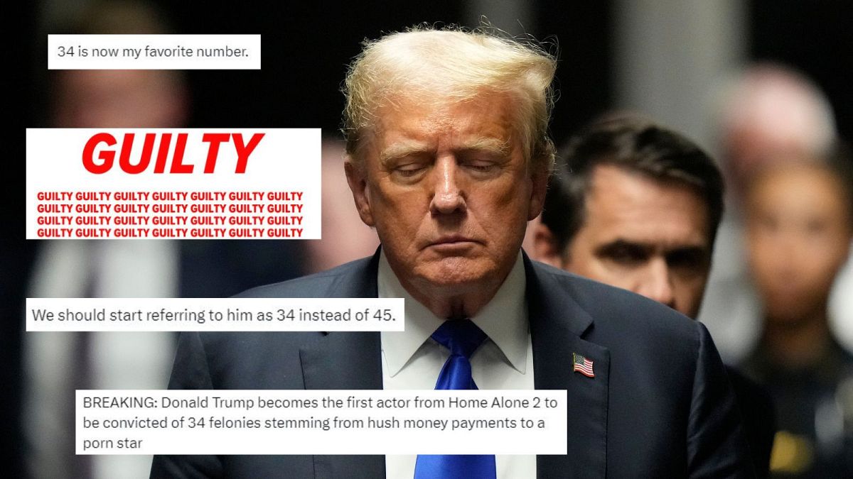 Donald Trump Gibi En Iyi ini üT Tepkiler ve Memler, Hush Money Davasında 34 Sayimda Süverlu Buldu